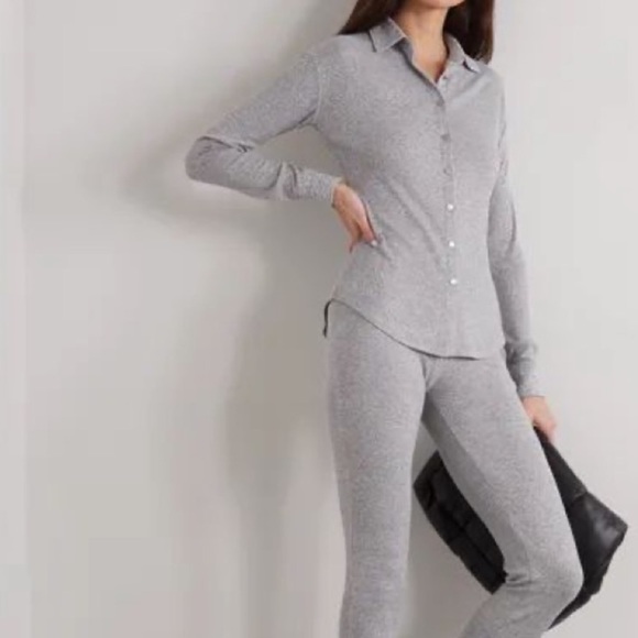 Rag & Bone Rib knit coord gray ribbed flare set S - Picture 2 of 4